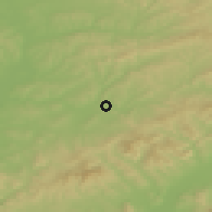 Shaded relief of the 50 km around Šumice, drawn from the GMTED2010 grid
