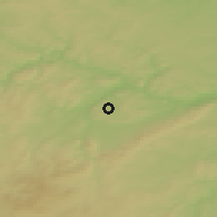 Shaded relief of the 50 km around Tmaň, drawn from the GMTED2010 grid