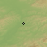 Shaded relief of the 50 km around Topolná, drawn from the GMTED2010 grid