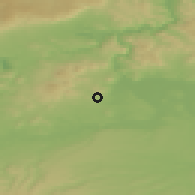 Shaded relief of the 49 km around Třebenice, drawn from the GMTED2010 grid