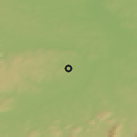 Shaded relief of the 50 km around Vřesina, drawn from the GMTED2010 grid