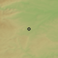 Shaded relief of the 50 km around Vroutek, drawn from the GMTED2010 grid