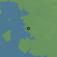 Shaded relief of the 47 km around Brøns, drawn from the GMTED2010 grid