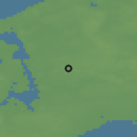 Shaded relief of the 47 km around Buresø, drawn from the GMTED2010 grid