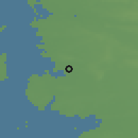 Shaded relief of the 47 km around Døstrup, drawn from the GMTED2010 grid