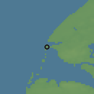 Shaded relief of the 47 km around Agger, drawn from the GMTED2010 grid