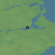 Shaded relief of the 47 km around Ålbæk, drawn from the GMTED2010 grid
