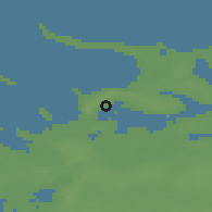 Shaded relief of the 47 km around Fårevejle, drawn from the GMTED2010 grid