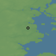 Shaded relief of the 47 km around Fjelstrup, drawn from the GMTED2010 grid