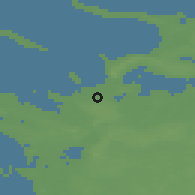 Shaded relief of the 47 km around Føllenslev, drawn from the GMTED2010 grid
