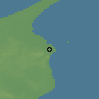 Shaded relief of the 46 km around Frederikshavn, drawn from the GMTED2010 grid