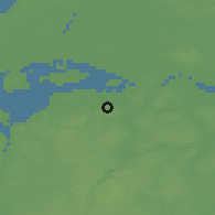 Shaded relief of the 47 km around Frejlev, drawn from the GMTED2010 grid