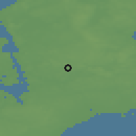 Shaded relief of the 47 km around Ganløse, drawn from the GMTED2010 grid