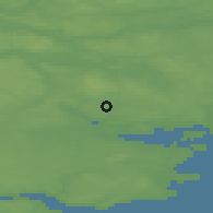 Shaded relief of the 47 km around Gedved, drawn from the GMTED2010 grid