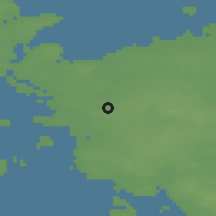 Shaded relief of the 47 km around Gelsted, drawn from the GMTED2010 grid