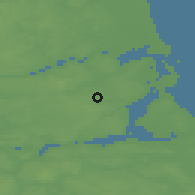 Shaded relief of the 47 km around Gjerlev, drawn from the GMTED2010 grid