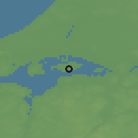 Shaded relief of the 47 km around Gjøl, drawn from the GMTED2010 grid