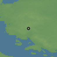 Shaded relief of the 47 km around Glamsbjerg, drawn from the GMTED2010 grid