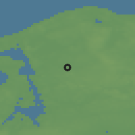 Shaded relief of the 47 km around Gørløse, drawn from the GMTED2010 grid