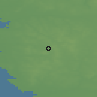 Shaded relief of the 47 km around Grønbjerg, drawn from the GMTED2010 grid