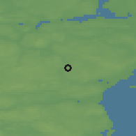 Shaded relief of the 47 km around Grundfør, drawn from the GMTED2010 grid
