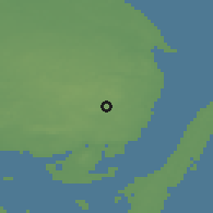Shaded relief of the 47 km around Gudbjerg, drawn from the GMTED2010 grid