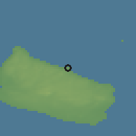Shaded relief of the 47 km around Gudhjem, drawn from the GMTED2010 grid