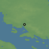 Shaded relief of the 47 km around Haarby, drawn from the GMTED2010 grid