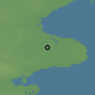 Shaded relief of the 47 km around Hårlev, drawn from the GMTED2010 grid