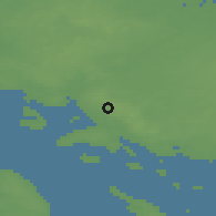Shaded relief of the 47 km around Håstrup, drawn from the GMTED2010 grid
