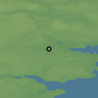 Shaded relief of the 47 km around Hatting, drawn from the GMTED2010 grid