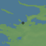 Shaded relief of the 47 km around Havnsø, drawn from the GMTED2010 grid