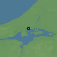 Shaded relief of the 47 km around Arentsminde, drawn from the GMTED2010 grid