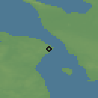 Shaded relief of the 47 km around Helsingør, drawn from the GMTED2010 grid