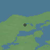 Shaded relief of the 47 km around Hillerslev, drawn from the GMTED2010 grid