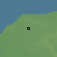 Shaded relief of the 46 km around Hjørring, drawn from the GMTED2010 grid