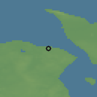 Shaded relief of the 47 km around Hornbæk, drawn from the GMTED2010 grid