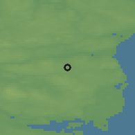 Shaded relief of the 47 km around Hørning, drawn from the GMTED2010 grid