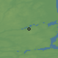 Shaded relief of the 47 km around Hou, drawn from the GMTED2010 grid