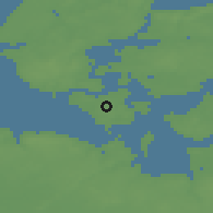 Shaded relief of the 47 km around Hvidbjerg, drawn from the GMTED2010 grid