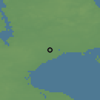 Shaded relief of the 47 km around Ishøj Landsby, drawn from the GMTED2010 grid