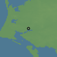 Shaded relief of the 47 km around Janderup, drawn from the GMTED2010 grid