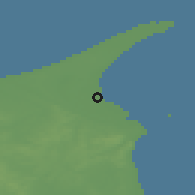 Shaded relief of the 46 km around Jerup, drawn from the GMTED2010 grid