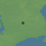 Shaded relief of the 47 km around Kirke Værløse, drawn from the GMTED2010 grid