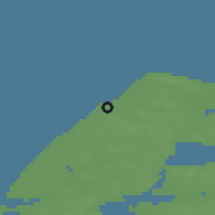Shaded relief of the 47 km around Klitmøller, drawn from the GMTED2010 grid