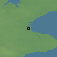Shaded relief of the 47 km around Køge, drawn from the GMTED2010 grid