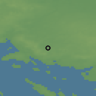 Shaded relief of the 47 km around Korinth, drawn from the GMTED2010 grid