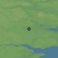 Shaded relief of the 47 km around Korning, drawn from the GMTED2010 grid