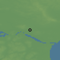 Shaded relief of the 47 km around Langholt, drawn from the GMTED2010 grid