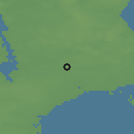 Shaded relief of the 47 km around Ledøje, drawn from the GMTED2010 grid